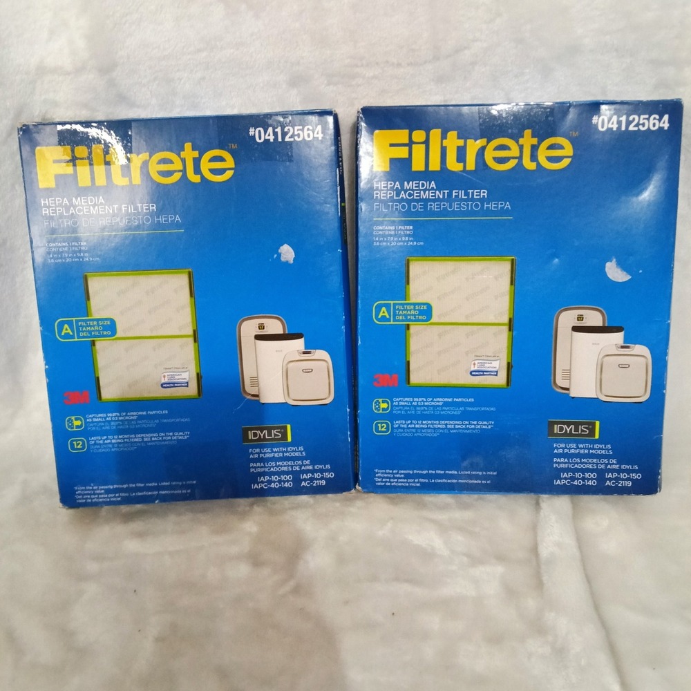 2 Pack Lot Filtrete HEPA Replacement Filter Size A for Idylis IAP-10-100 0412564